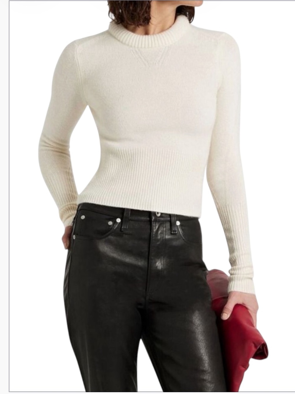 Rag & Bone Pierce Slim Ivory Cashmere Sweater Size S